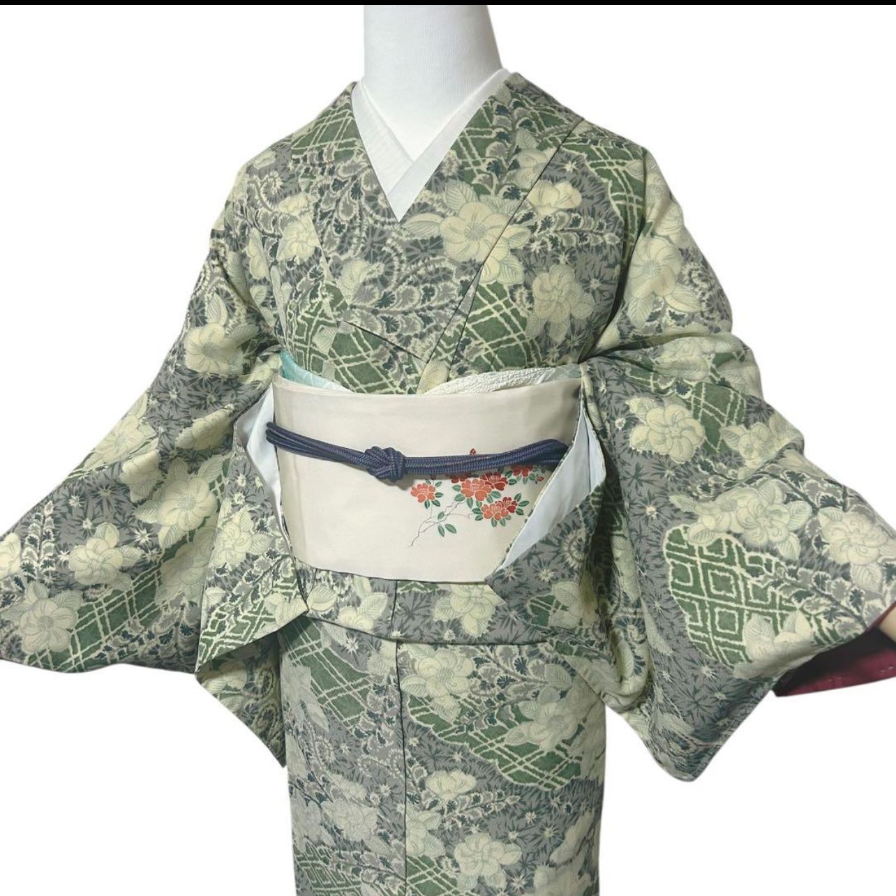 未使用 新品 美品 袷 化繊 縮緬 辻ヶ花 小紋 フルセット 4点 - メルカリ