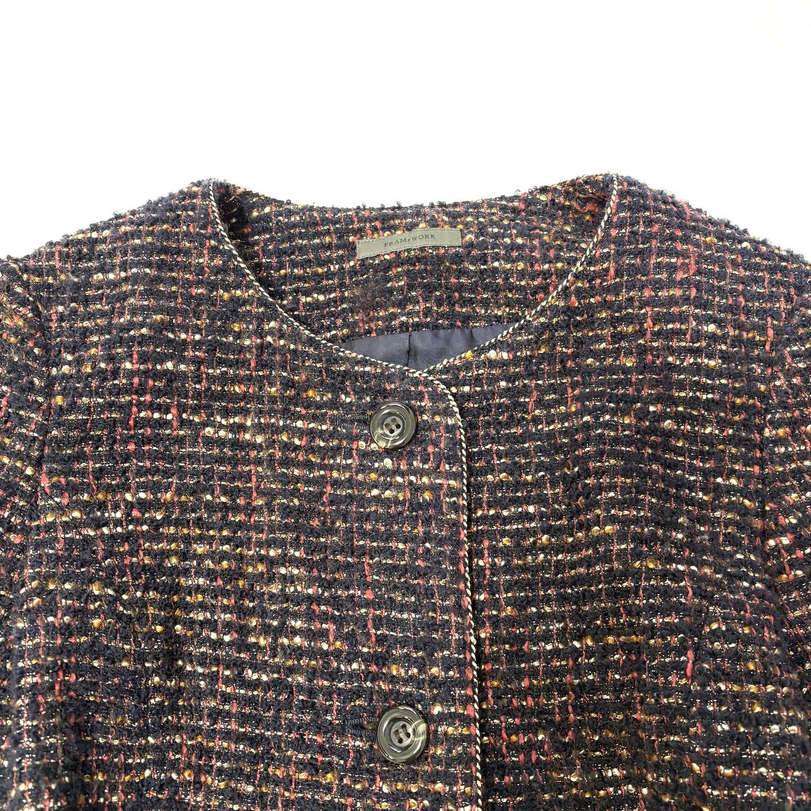 FRAMeWORK／フレームワーク】 ノーカラー ツイードコート ミックス