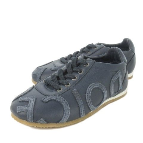 ドルチェ ガッバーナ ドルガバ DOLCE GABBANA スニーカー レースアップ レザー 革 ロゴ 男の子 ボーイズ 30 19 5 cm 紺 ネイビー CK GY 99
