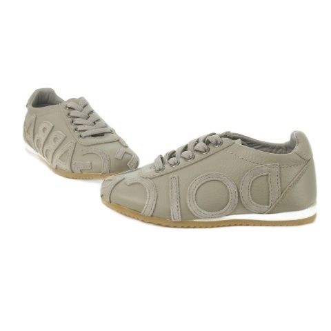 ドルチェ-ガッバーナ ドルガバ DOLCE-GABBANA スニーカー レースアップ レザー 革 ロゴ 男の子 ボーイズ 27 17.0 cm グレー CK 6 GY 99