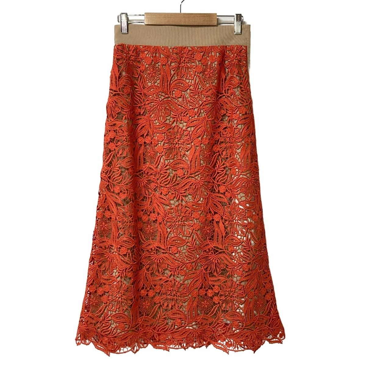 ADORE アドーア ロングスカート サイズ36 S レディース ベージュ オレンジ レース