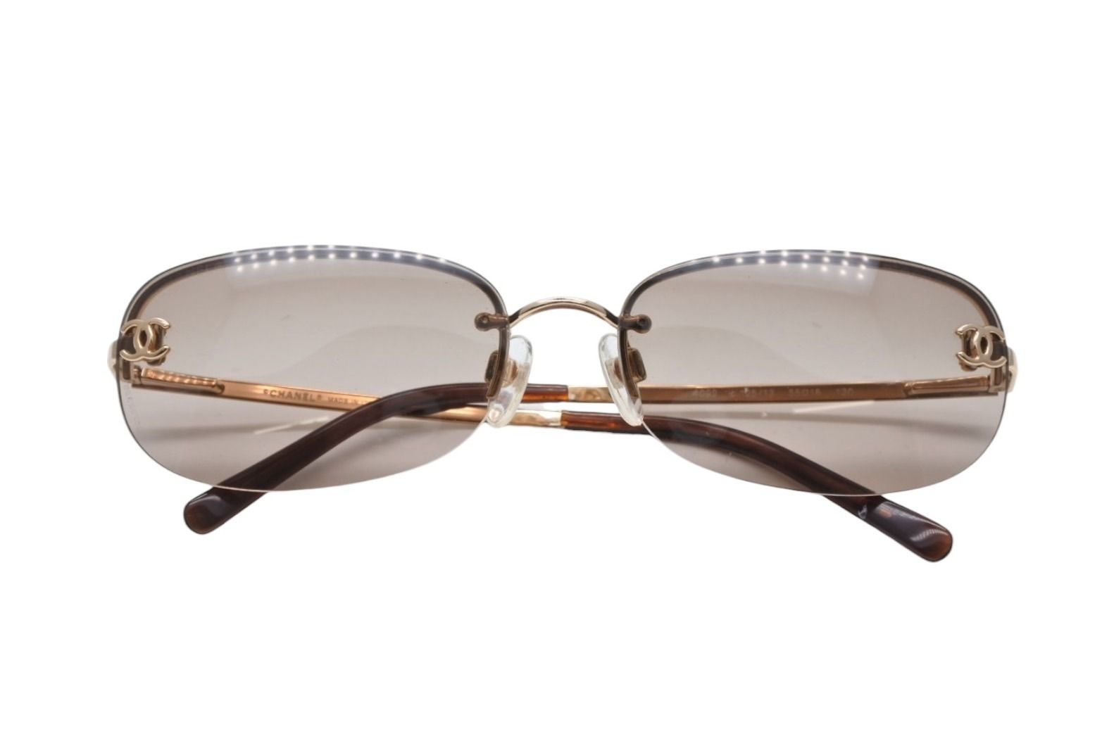 極美品 CHANEL シャネル リムレス サングラス メガネ 4099 イタリア製