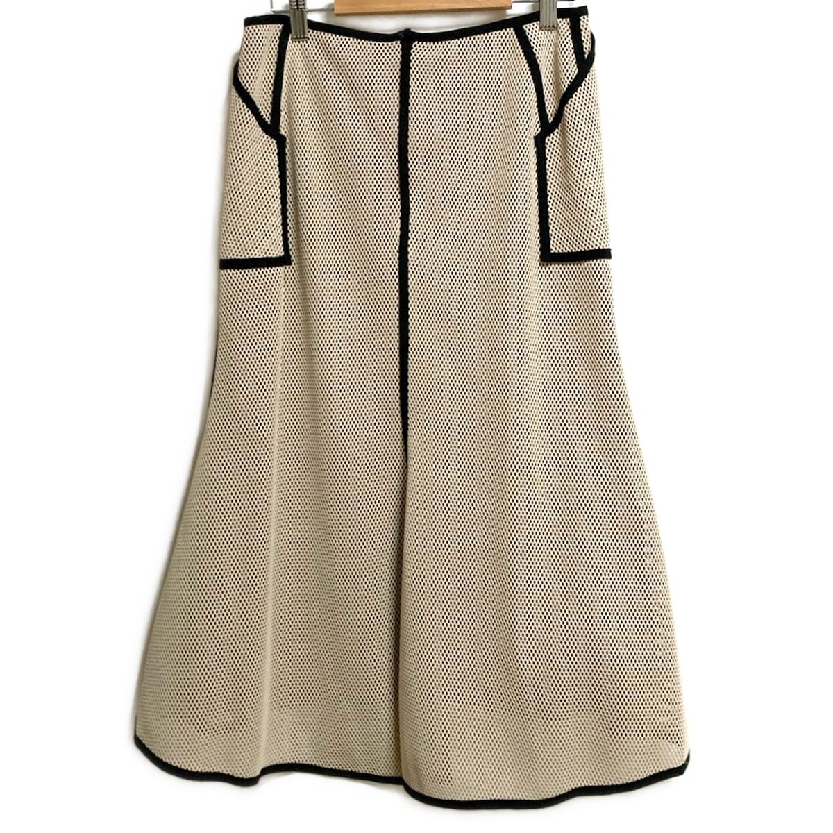 ADORE アドーア ロングスカート サイズ36 S レディース - アイボリー×黒 メッシュ