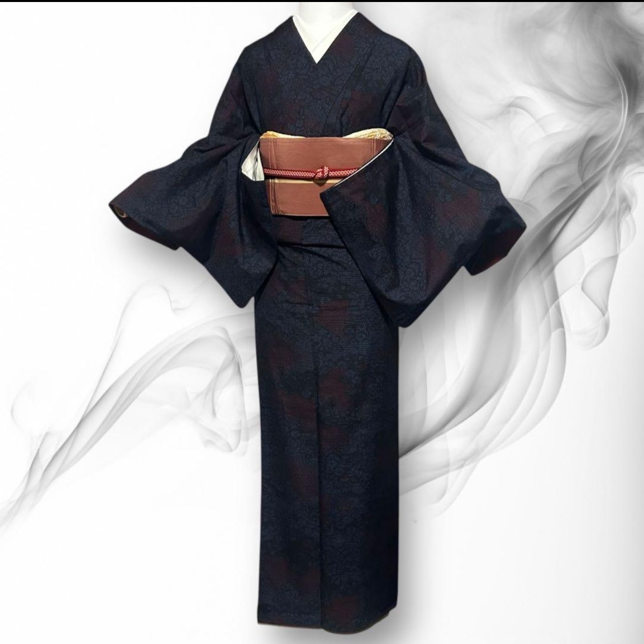 未使用近い　美品　袷　正絹　結城紬　小紋　フルセット　身丈153 裄丈67 未使用近い 美品 袷 正絹 小紋 結城紬 証紙付き やまと謹製 フルセット