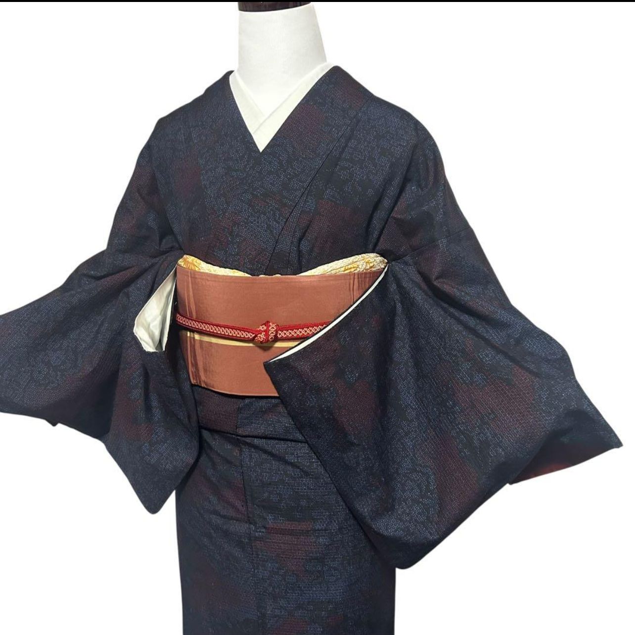 未使用近い 美品 袷 正絹 小紋 結城紬 証紙付き やまと謹製 フルセット