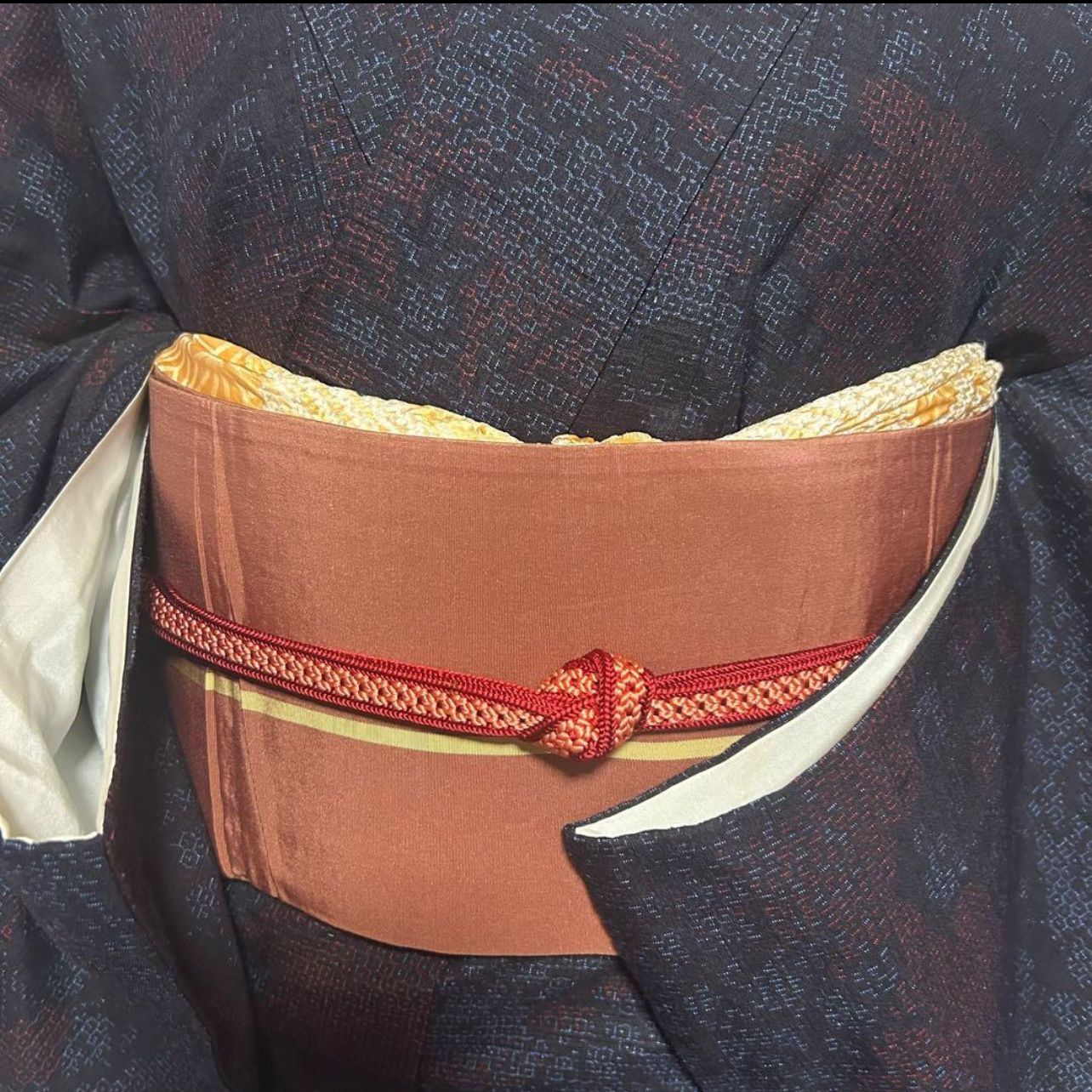 未使用近い 美品 袷 正絹 小紋 結城紬 証紙付き やまと謹製 フルセット