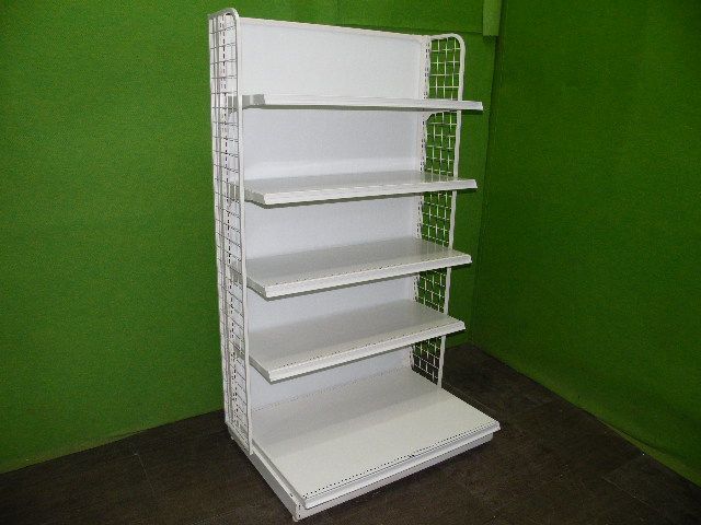タナハシ製 H 165 cm×W 90 cm×D 60 cm 単体片面４段什器 サイドネット付き 陳列棚 システム什器 S-638