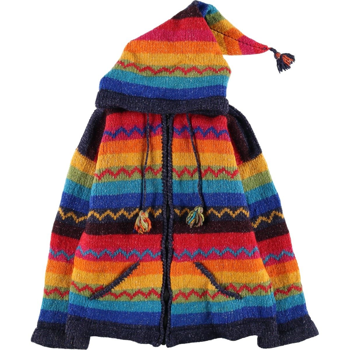 古着 ECUADOR KNITWEAR ボーダー柄 HAND MADE ハンドメイド エクアドル 