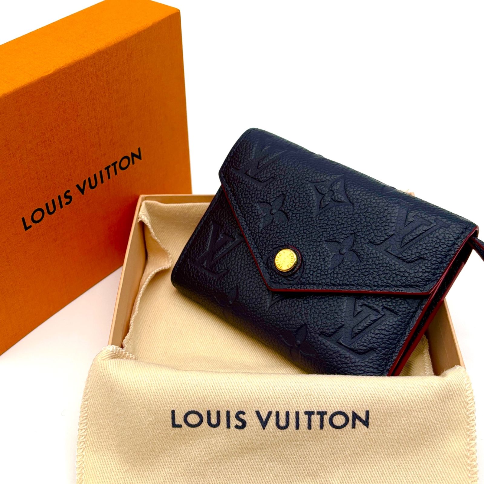 RFIDモデル LOUIS VUITTON ルイヴィトン ポルトフォイユ ヴィクトリーヌ モノグラム アンプラント マリーヌルージュ M 64577 三つ折り財布 レディース コンパクトウォレット ネイビー