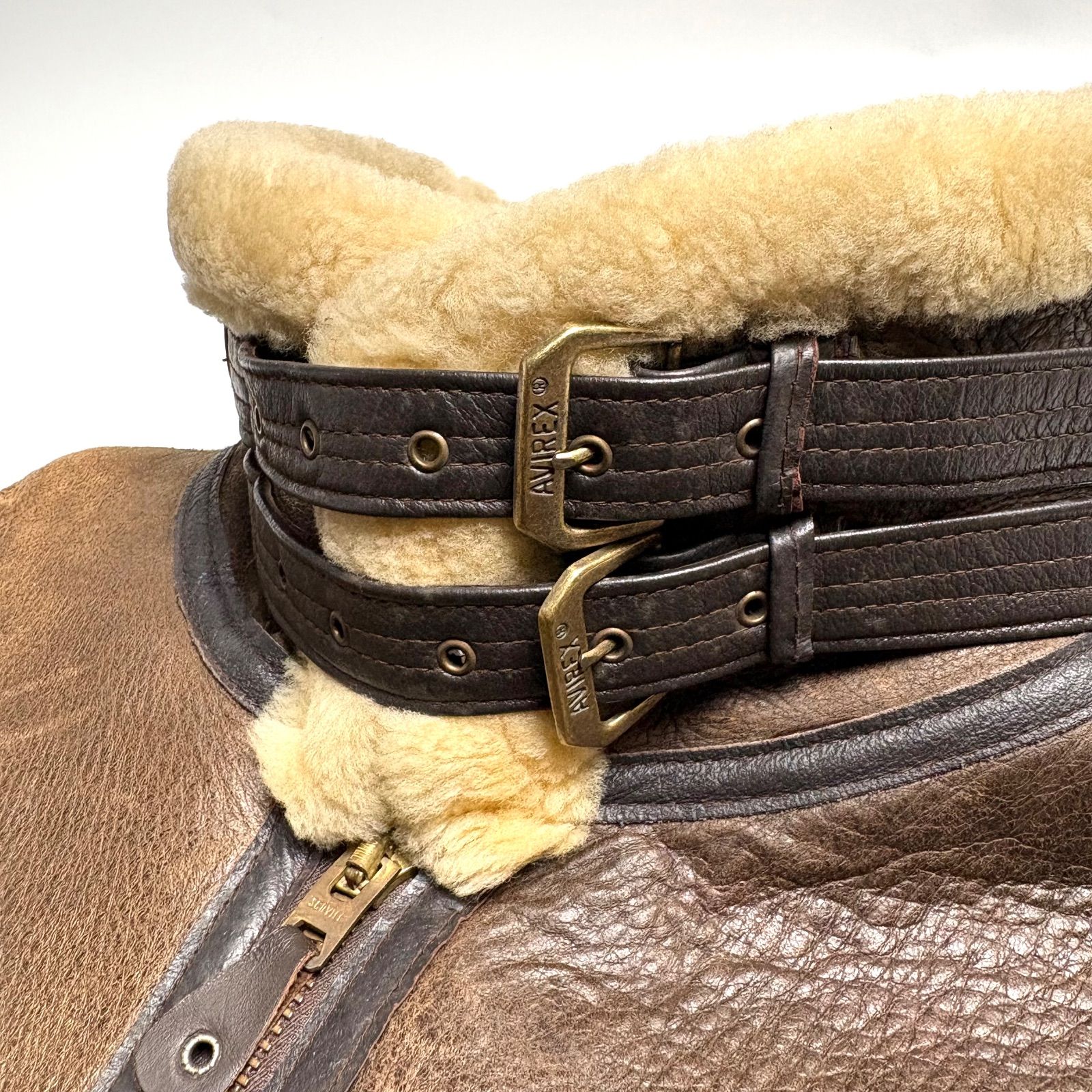 米国製 AVIREX ムートンジャケット B-3 フライトジャケット 茶 44 本革 冷房対策 その他 