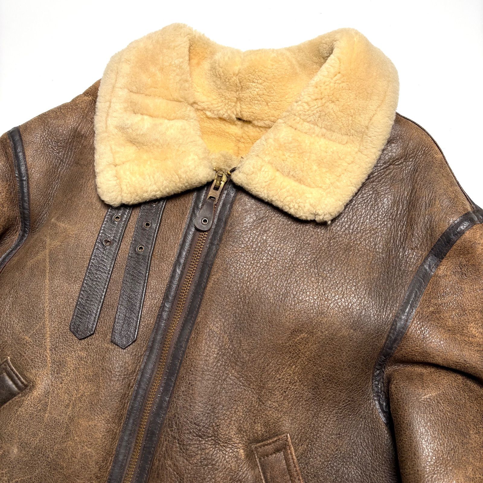 米国製】AVIREX ムートンジャケット B-3 フライトジャケット 茶 44 本