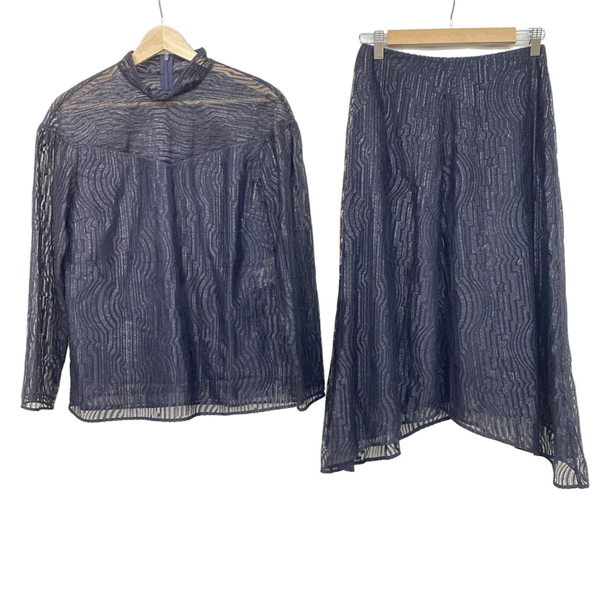 EPOCA エポカ スカートセットアップ レディース ダークネイビー ラメ シースルー