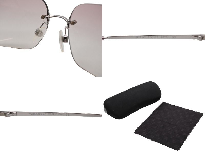 極美品 CHANEL シャネル リムレス サングラス メガネ ラインストーン