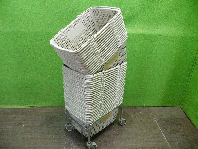 買い物カゴ セット カゴ置き台付き 名印字あり ショッピングバスケット T-366