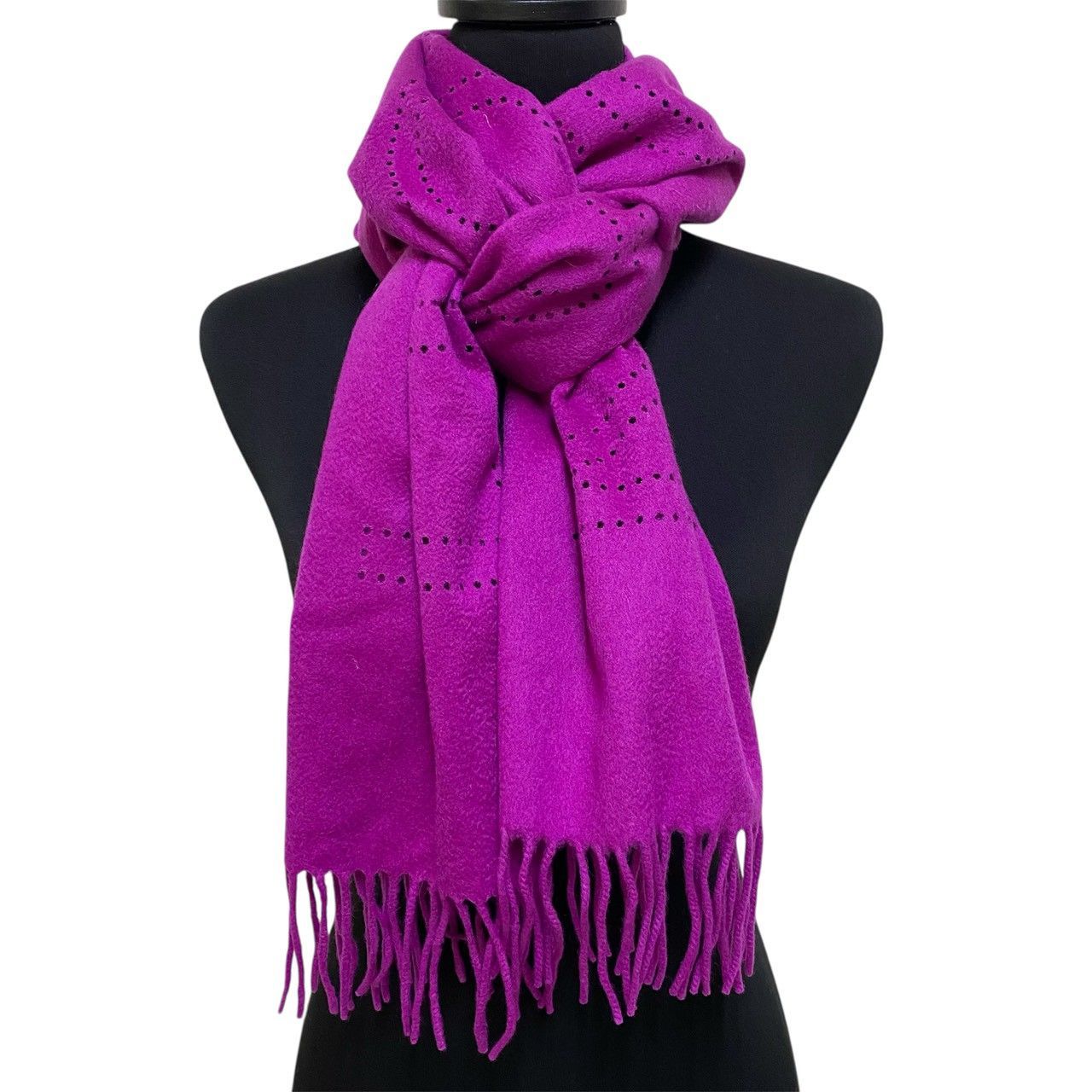  4200 LOUIS VUITTON ルイヴィトン パンチングロゴ カシミヤマフラー 赤紫系 マフラー 小物