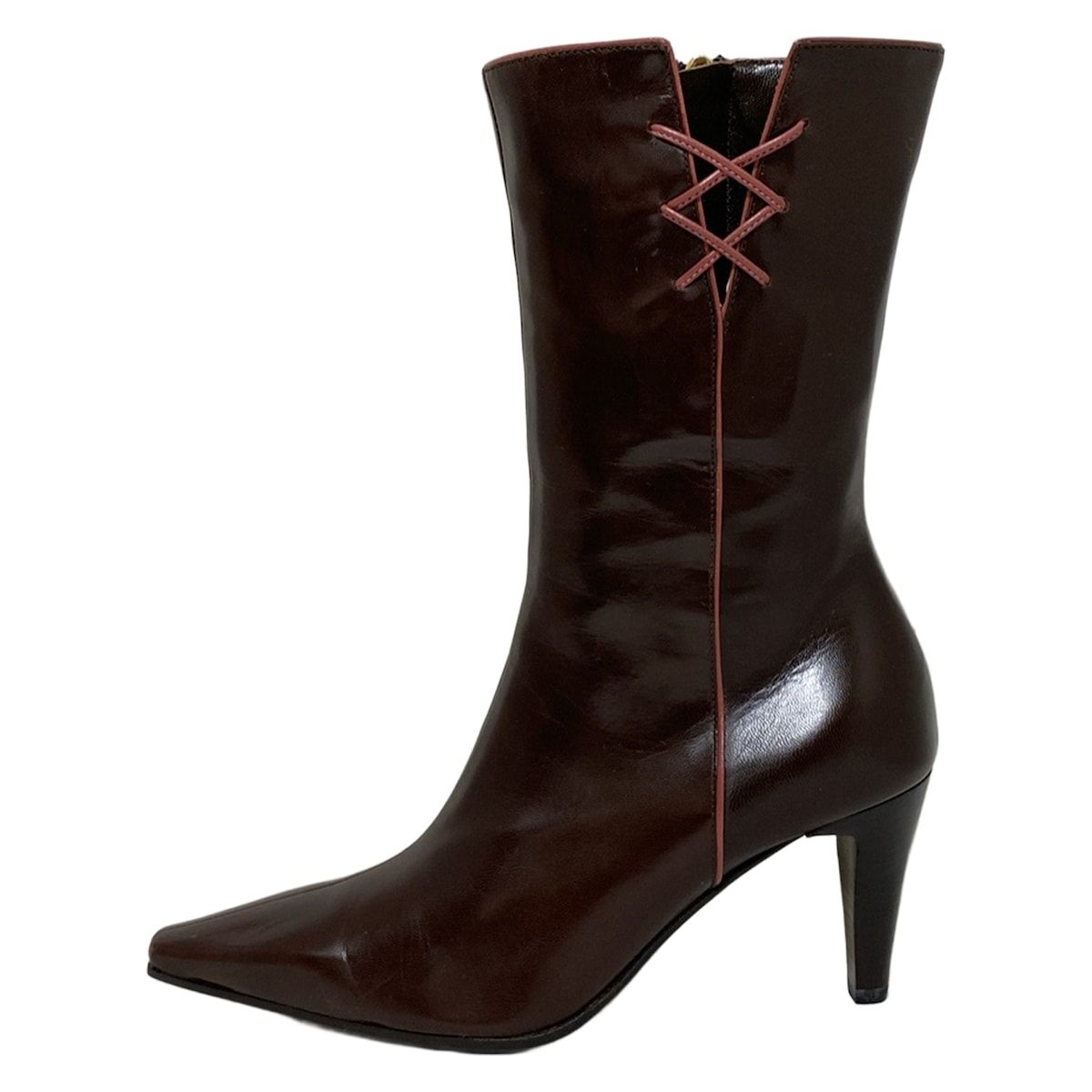 sergio rossi セルジオロッシ ショートブーツ 34 レディース ダークブラウン×ボルドー レザー