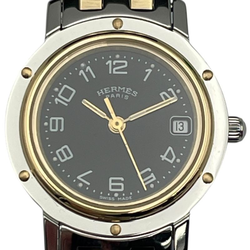 エルメス HERMES クリッパー CL 4.220 ブラック GP SS クオーツ レディース 腕時計