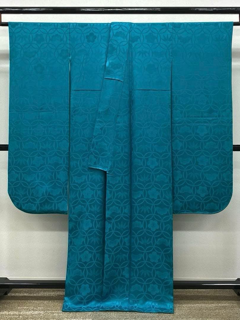 無地振袖 紋意匠 シンプル 青緑系 身丈162cm 撥水加工済み 無地振袖 紋意匠 シンプル 松竹梅 青緑系 身丈161cm 撥水加工済 MO3214