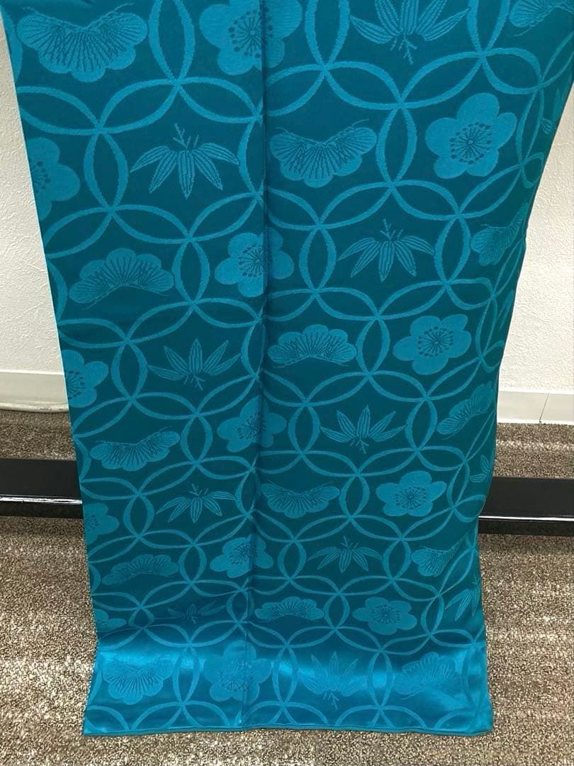 無地振袖 紋意匠 シンプル 青緑系 身丈162cm 撥水加工済み 無地振袖 紋意匠 シンプル 松竹梅 青緑系 身丈161cm 撥水加工済 MO3214