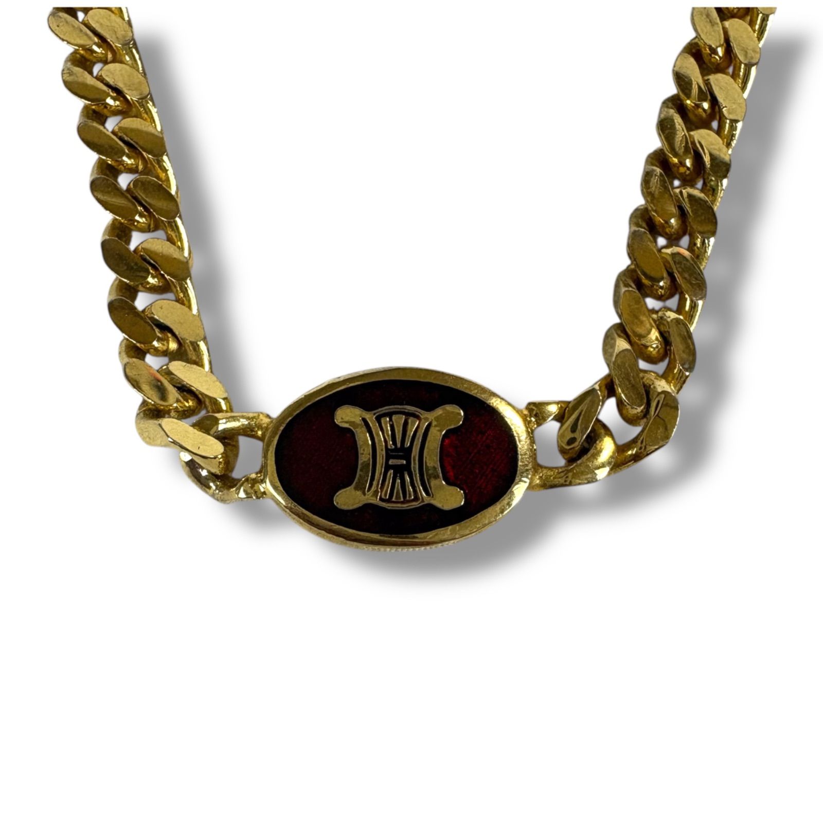 セリーヌ CELINE チェーンブレスレット ゴールド金具 ボルドー