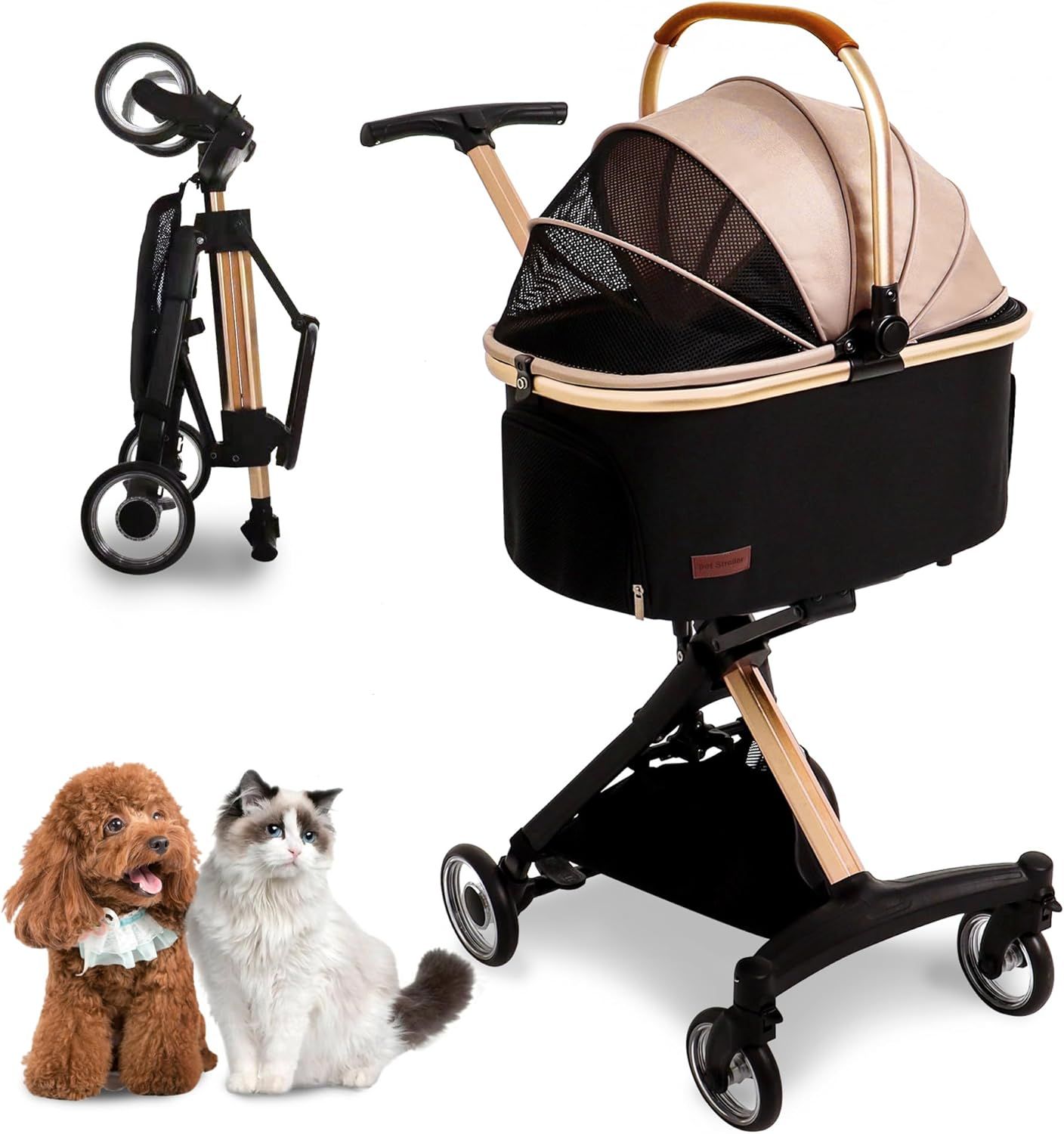 Totoro ball ペットカート 分離型 犬 猫用 バギー コンパクト 軽量 組み立て簡単 ベージュ PC 700