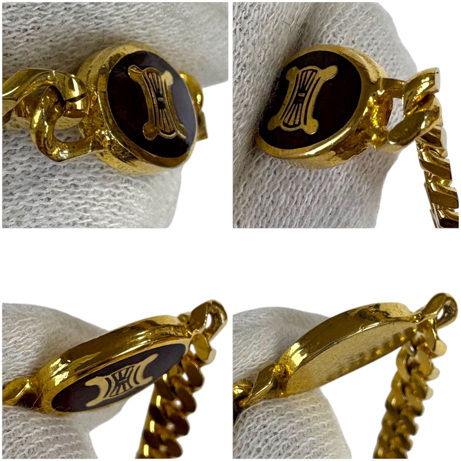 セリーヌ CELINE チェーンブレスレット ゴールド金具 ボルドー