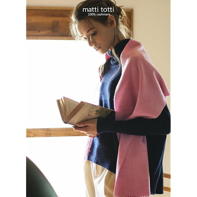 彡 matti totti 13.ペールピンク カシミヤ マフラー カシミア 大判 厚手 レディース 無地 ストール 女性 ロング ギフト プレゼント A 0015 B-16 0