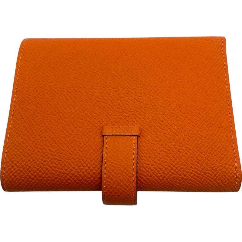 エルメス HERMES ベアンコンビエ W刻 オレンジミニアン エプソン レディース 三つ折り財布
