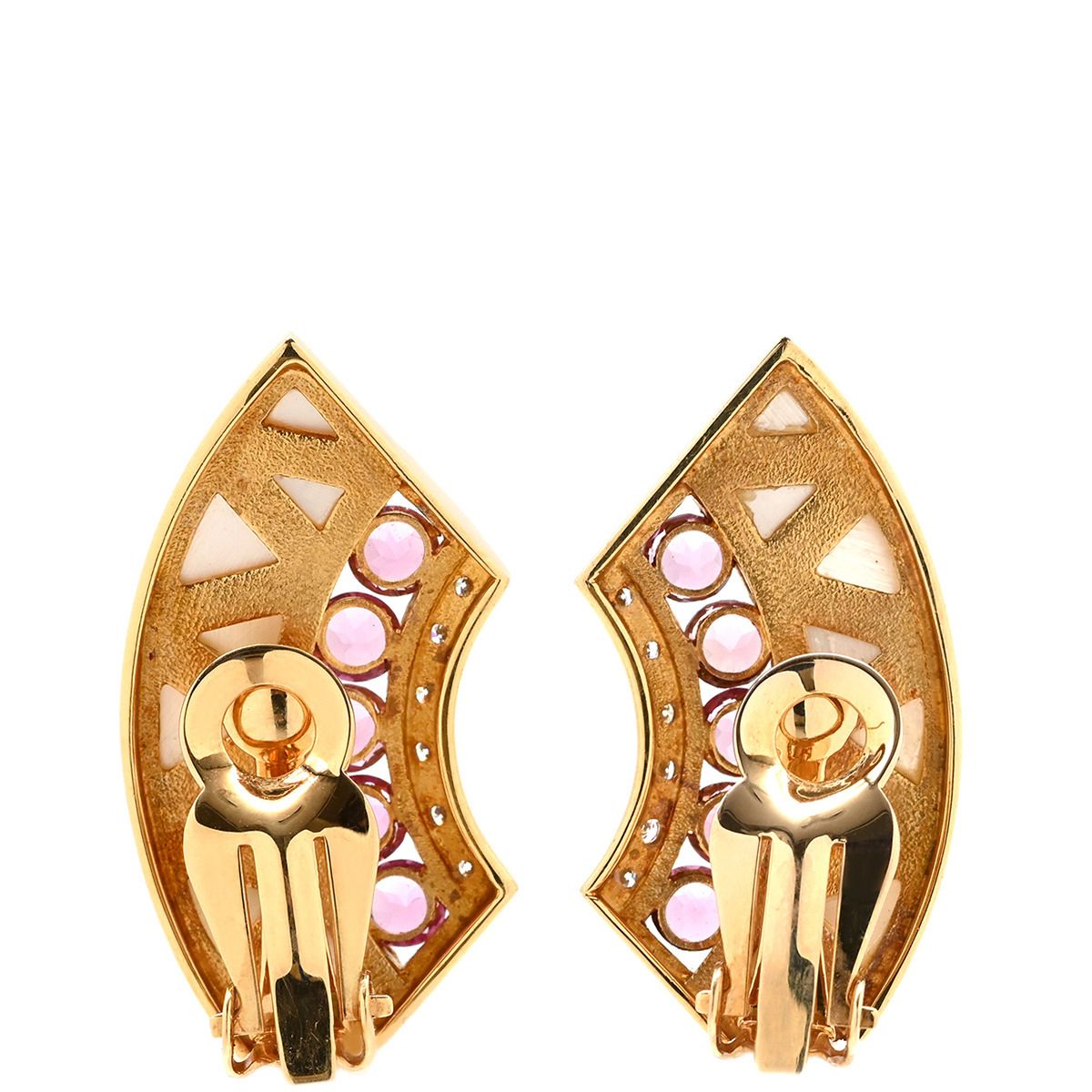 TASAKI イヤリング ホワイト×ピンク×イエローゴールド 750 YG Au ダイヤ シェル トルマリン バイ クレセント 扇形