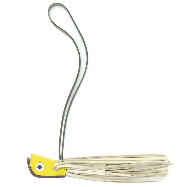 エルメス HERMES バッグチャーム ポワソン ヴォーエプソン アニョーミロ ジョーヌナプル×クレ×ヴェールクリケット 黄色 オフホワイト 薄緑 魚 Poisson K刻印 製 箱