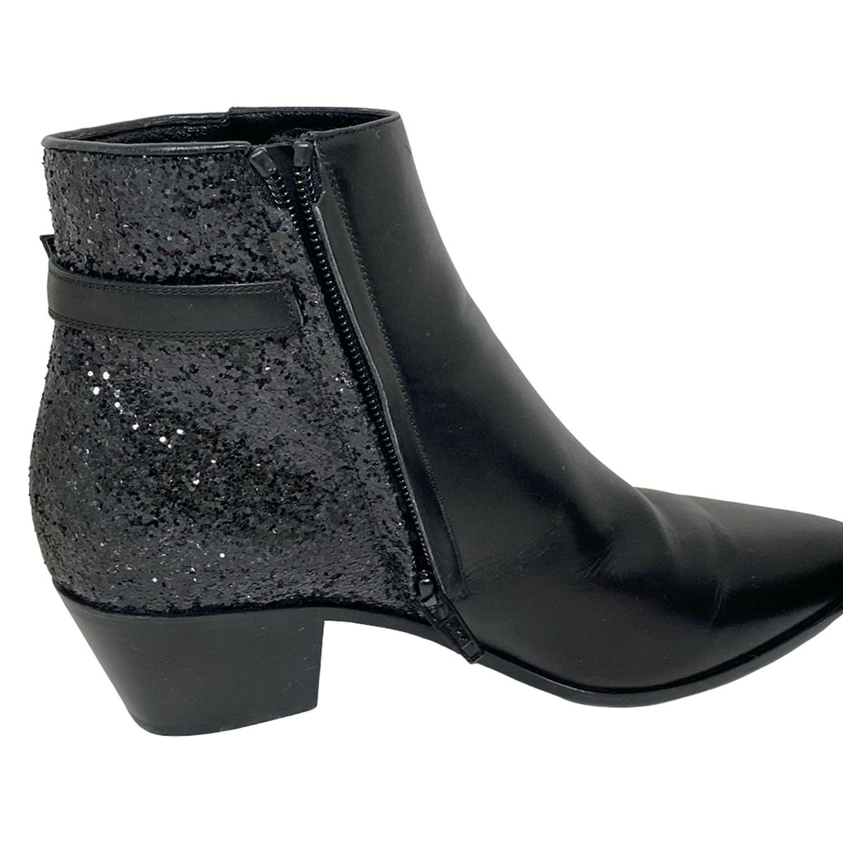  SAINT LAURENT PARIS サンローランパリ ショートブーツ 36 1 2 レディース - 黒 レザー ブーティ ブーツ