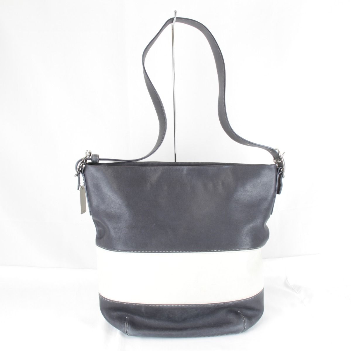 USED』COACH【コーチ】 J1S-9174 レザー ネイビー ショルダーバッグ 