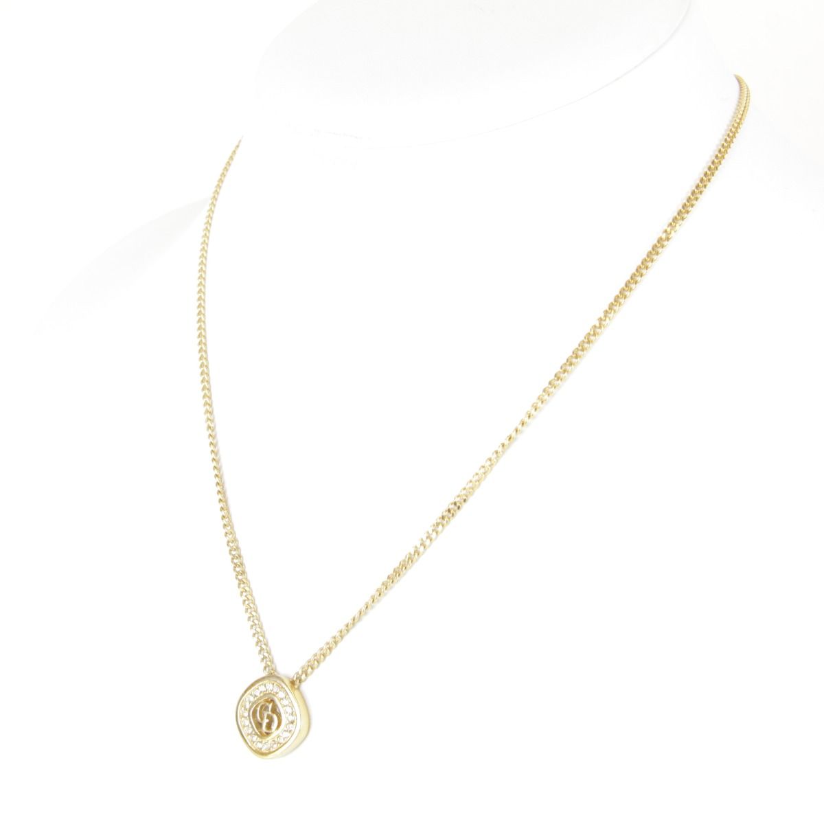 Christian Dior クリスチャンディオール CDロゴ ラインストーン ネックレス ゴールド レディース ペンダント