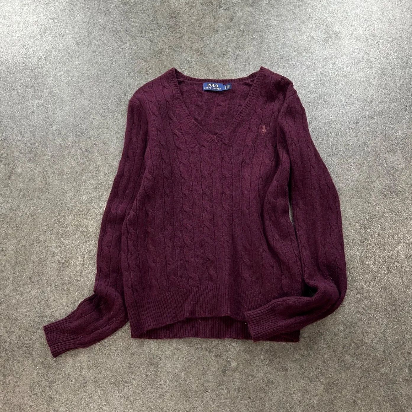 Polo Ralph Lauren バーガンディ ニット S POLO RALPH LAUREN ポロラルフローレン 長袖 ケーブル チェーン ニット