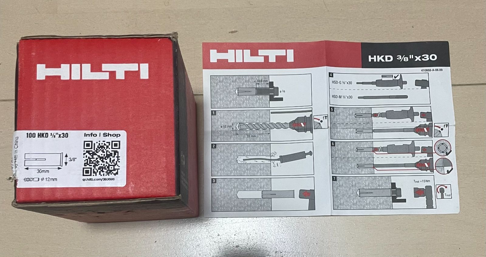 HILTI製】フラッシュアンカー HKD 3/8×30 383686 100個入り - メルカリ