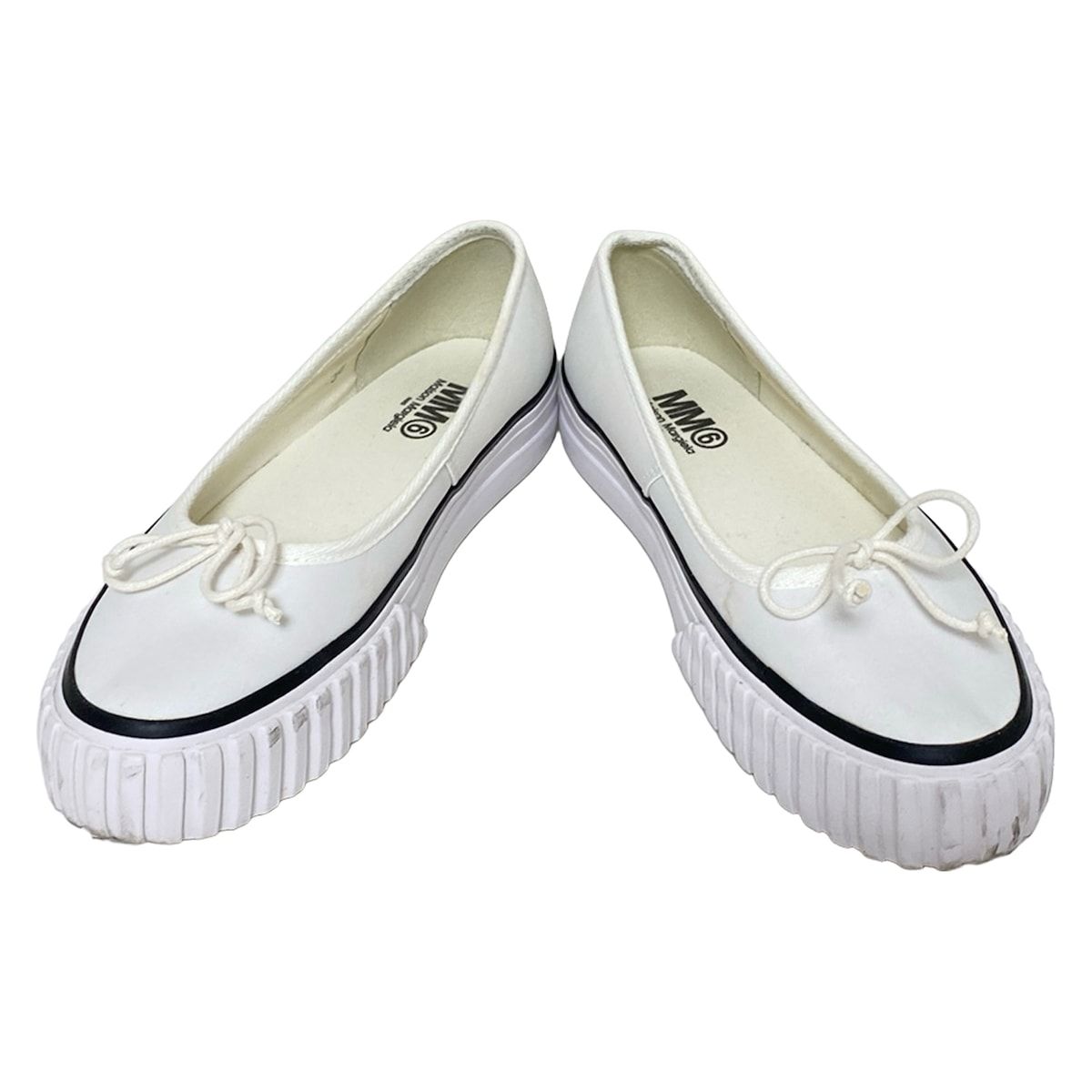 MM 6 エムエムシックス フラットシューズ 38 レディース - 白×黒