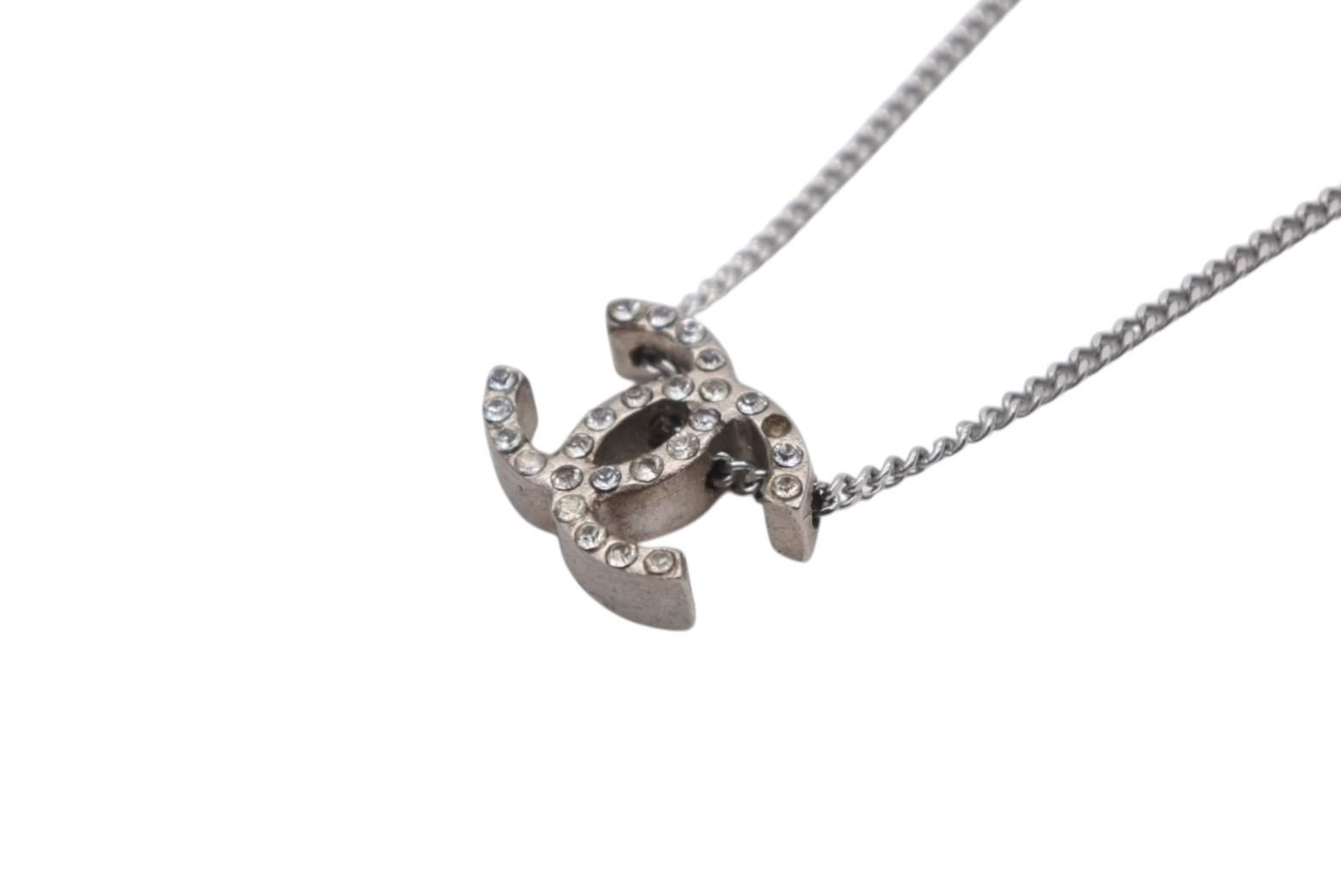  CHANEL シャネル ココマーク ラインストーン ネックレス 重量約4 g 08 A メタル シルバー ロゴ 4 c 071945 ネックレス アクセサリー