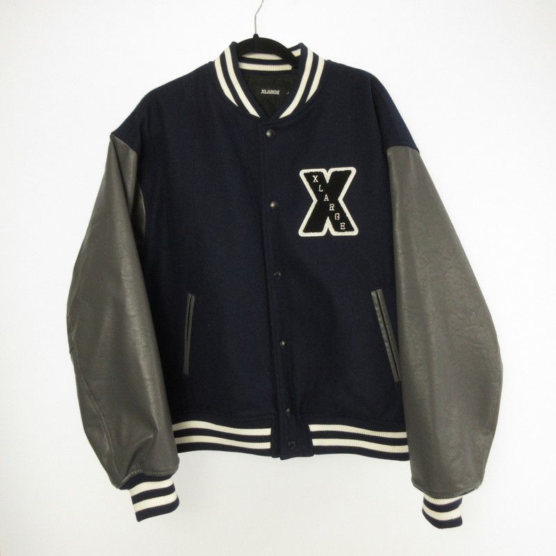 X LARGE エクストララージ スタジャン OG Varsity JKT ネイビー サイズ L 95