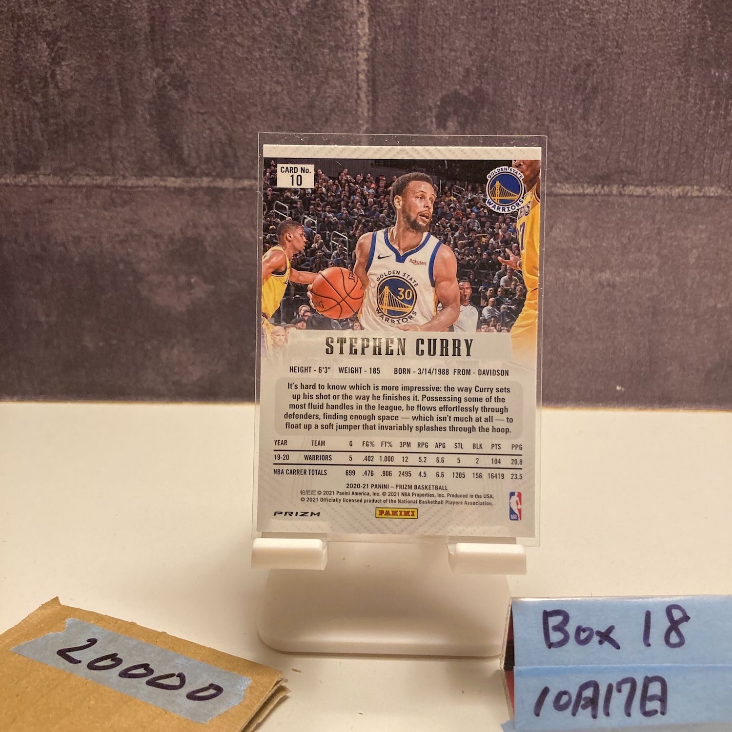 2020-21 Panini Stephen Curry G en State Warriors Silver Prizm Parallel カード