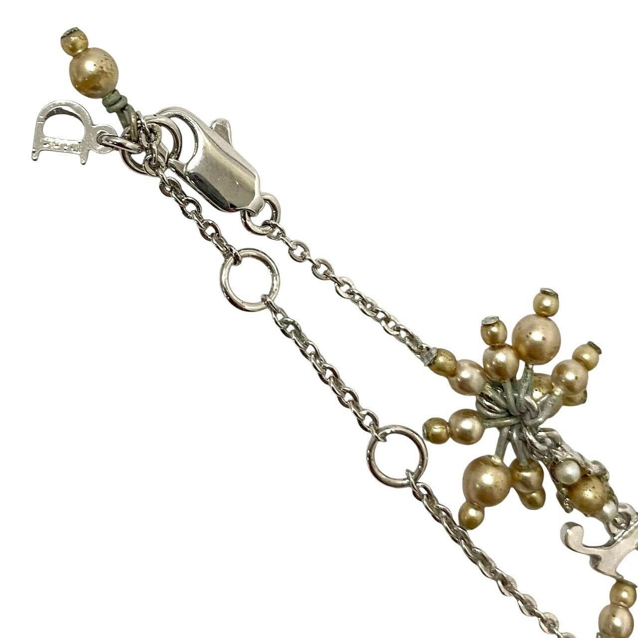 Y【Dior】ロゴ ブレスレット シルバーカラー フェイクパール ゴールド