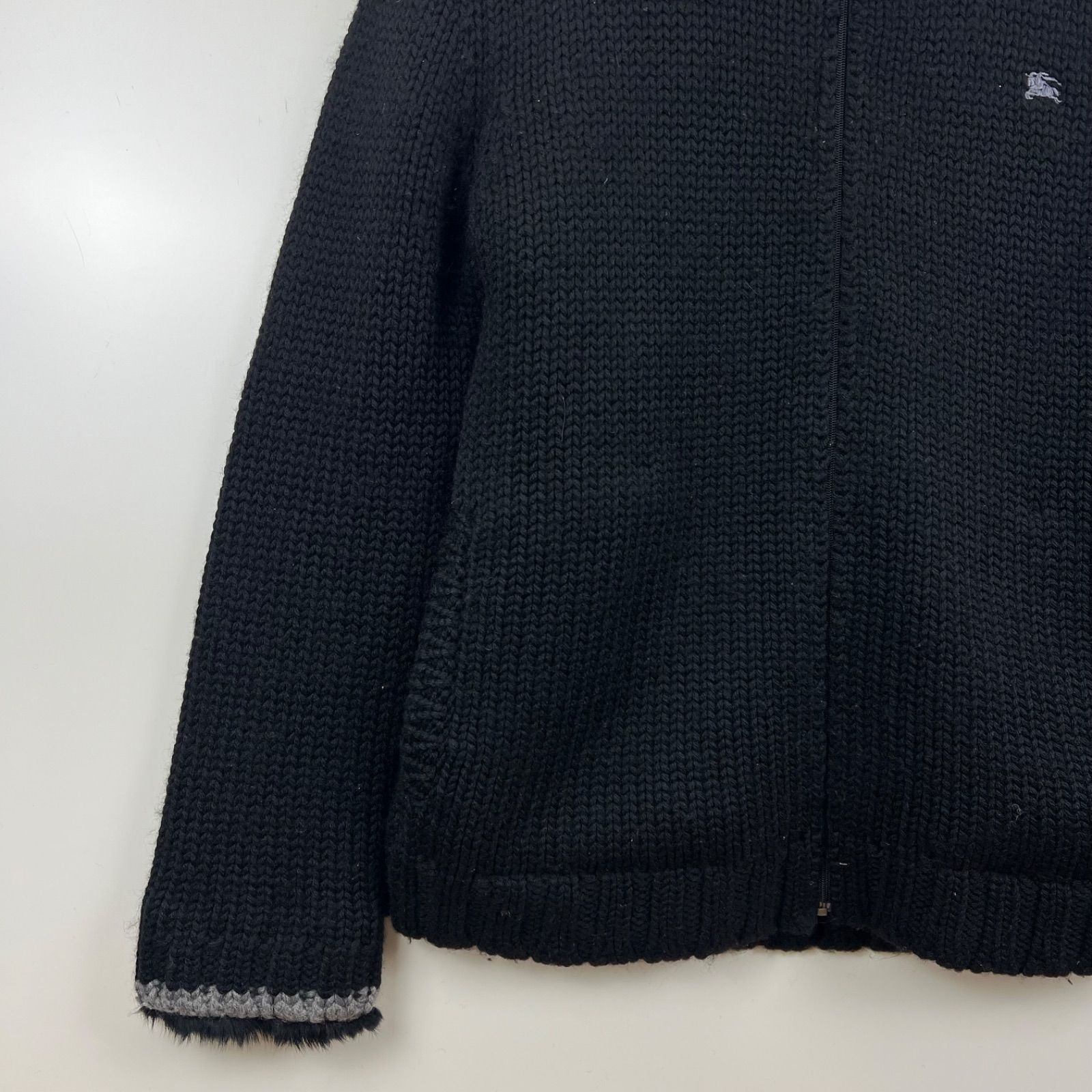 BURBERRY BLACK LABEL 00s y2k WOOL cowichan zip knit sweater 3 L