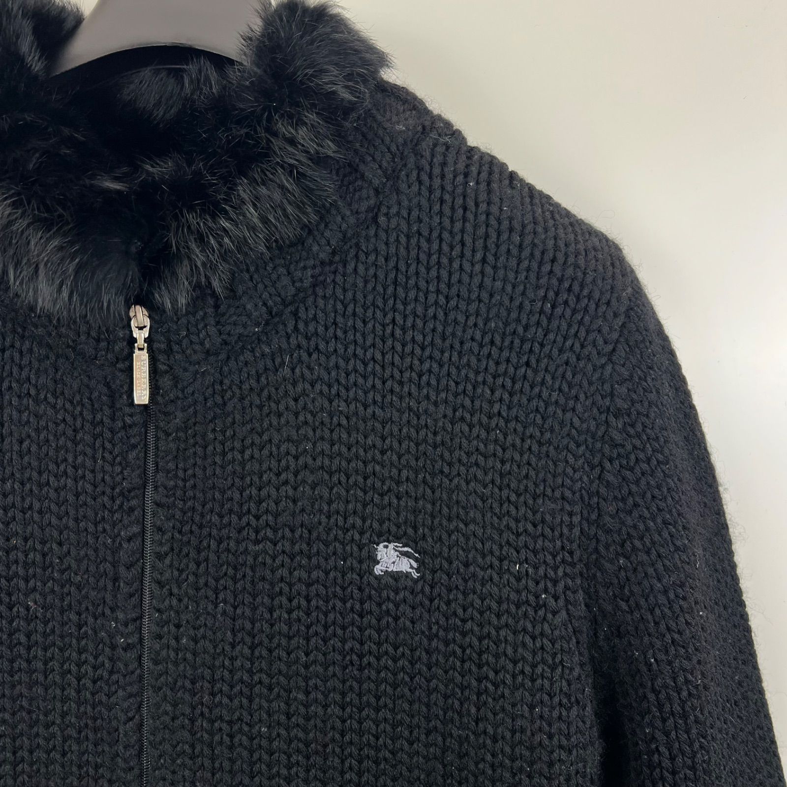 BURBERRY BLACK LABEL 00s y2k WOOL cowichan zip knit sweater 3 L