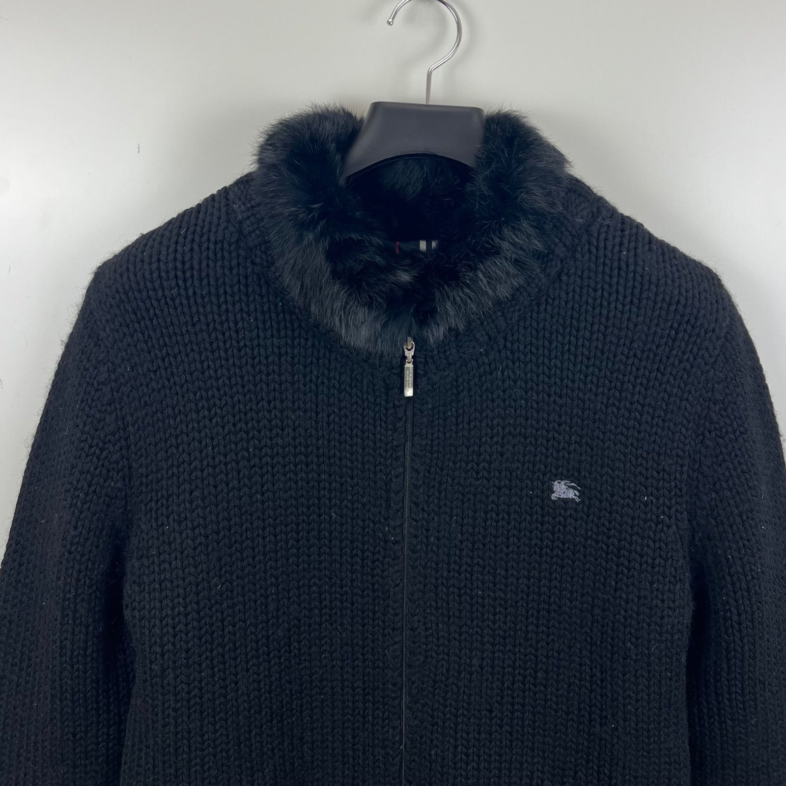 BURBERRY BLACK LABEL 00s y2k WOOL cowichan zip knit sweater 3 L