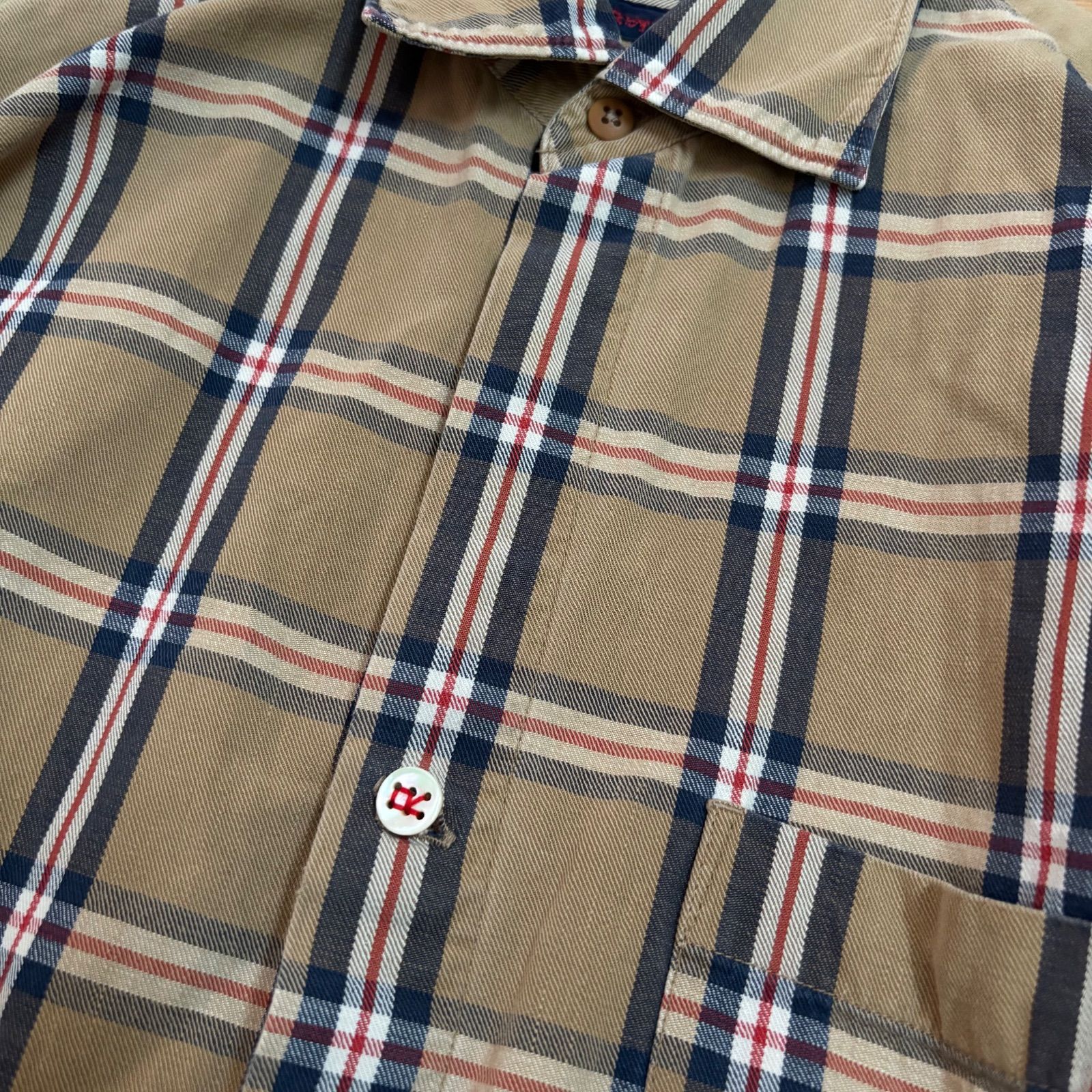 45R シャツ 長袖 丸襟 ギンガムチェック コットン Rステッチ刺繍 サイズ3 45rpm】R刺繍 チェックシャツ 3 【公式通販】
