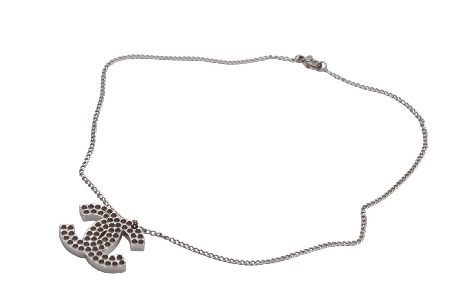 CHANEL シャネル ココマーク パンチング ネックレス 12 g 03 P メタル シルバー ロゴ 4 c 060917