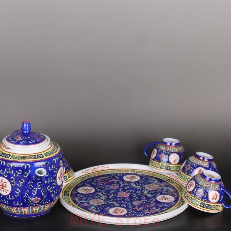 中国 景徳鎮「萬壽無疆」蓋付き スープ鉢 シュガーポット 大鉢 茶釜