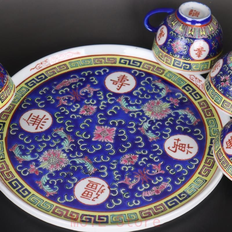 中国 景徳鎮「萬壽無疆」蓋付き スープ鉢 シュガーポット 大鉢 茶釜