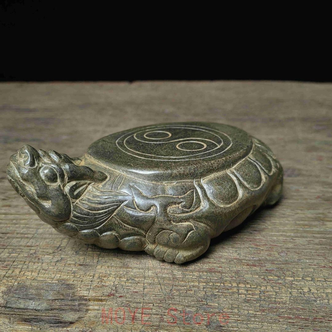 天然青石彫刻太 竜亀のコ コ スンイの猫のネコ ポットマット 茶道具gy 1216