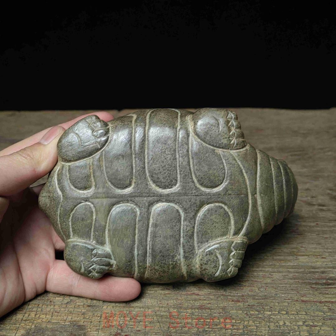 天然青石彫刻太極竜亀のコ・コ・スンイの猫のネコ ポットマット 茶道具