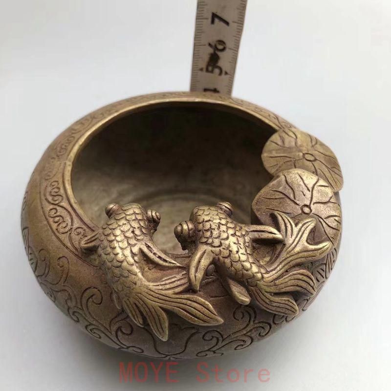 双魚ペン洗い 灰皿 銅製 書道具 文房具 現代工芸品 美術品 置物gy1216